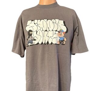 Hidden Youth Thief & Cop Styled Gray Skate Shirt Size Medium Skater Pig